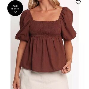 Petal & Pup Chocolate Puff Sleeve Blouse